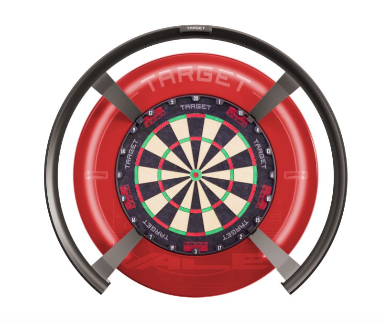 target omni automaattinen pistelaskentajärjestelmä kuva edestäpäin taulun ja surroundin kanssa