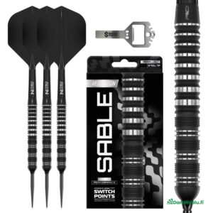 Red Dragon Sable Parallel Switch Point 90% dartstikat, suorat mustat rungot ja Nitro Flite -varret